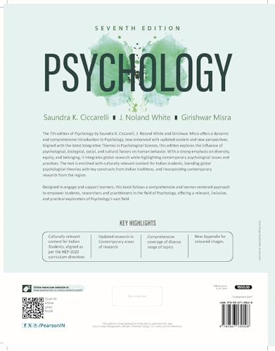 Psychology (7th Edition) | Pearson | NEP 2020 Aligned | By Saundra K. Ciccarelli, J. Noland White & Girishwar Misra