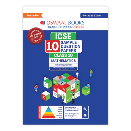 Oswaal ICSE | 10 Sample Question Papers | Class 10 | Mathematics (For 2027 Exam) | Includes–Board Paper 2026 & Specimen 2027 | With On Tips Notes, Mind Maps & Oswaal AI