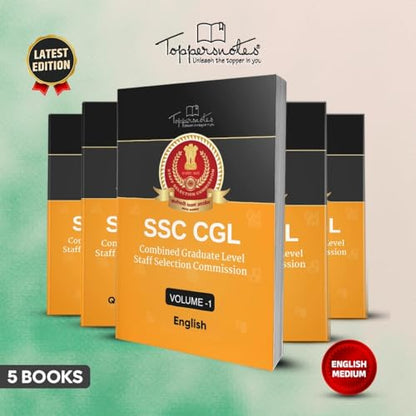 SSC CGL Exam Study Material Notes for Maths, English, General Studies & Reasoning Set of 5 Books in English, ToppersNotes Latest Edition