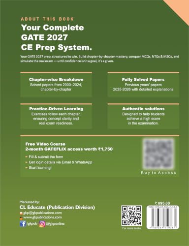 GATE 2027 Civil Engineering | Chapter-wise Previous Year Solved Papers (2000–2026) | 27 Years PYQ with Detailed Solutions | MCQs, NTQs & MSQs | GATE CE Chapterwise Question Bank