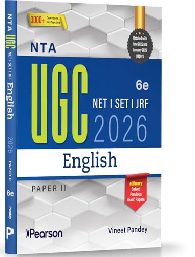Pearson NTA UGC NET English Paper 2 2026 6th Edition | For NET/SET/JRF | Solved 2025–26 Papers, 3000+ MCQs, Linguistics, PYQs & Mock Tests (UGC preparation series 2026)