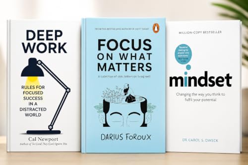 Deep Work, Focus on What Matters & Mindset 3 Books Combo | Productivity, Focus, Personal Growth & Success Books