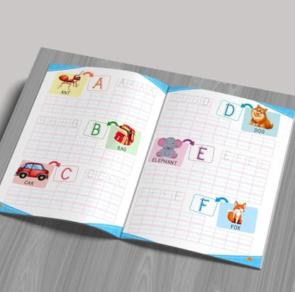 All in One - Writing Practice Fun - Write and Practice Capital Letters, Small Letters, Cursive Writing, Hindi Varnamala and Numbers - Book for Kids 2+ Years Old