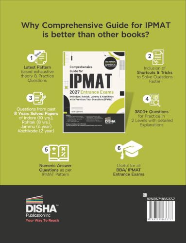 Disha Comprehensive Guide for IPMAT 2027 Entrance Exams (IIM Indore, Rohtak, Jammu & Kozikode) with Previous Year Questions (PYQs) 6th Edition | Study Notes | IPMAT 2027 Book