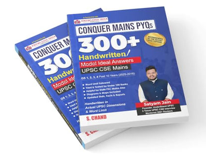 UPSC Conquer Mains PYQs 300+ Handwritten Notes Model Answers Book for UPSC CSE & State PSC Main Exam 2026 | 10 Year Exams PYQ GS General Studies Paper 1, 2, 3, 4 | Diagrams, Maps (in English) 2025-26