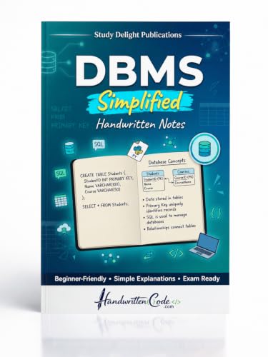 DBMS Simplified Handwritten Notes 2026 | Beginner to Advanced Database Management System Guide | Concepts, ER Diagrams, SQL Basics & Quick Revision Book
