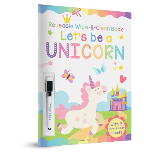 Let’S Be A Unicorn - Reusable Wipe And Clean Activity Book With 15 Wipe And Clean Sheets