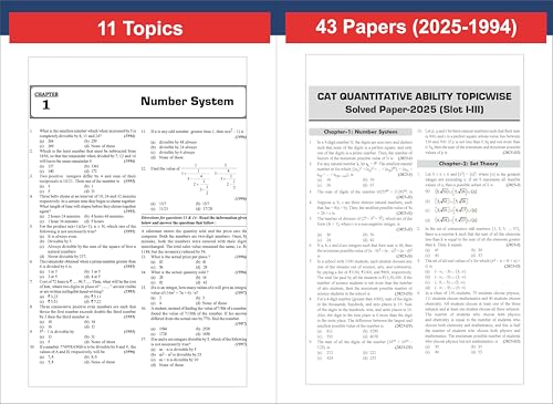 Disha 43 Topic-wise CAT Quantitative Ability (QA) Previous Year Solved Papers (2025 - 1994) 19th edition | Previous Year Questions PYQs for CAT 2026