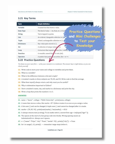 Data Science with Python for Indian Students | Beginner-Friendly Guide to Data Science | Python, Data Analysis, Statistics, Visualization & Machine Learning