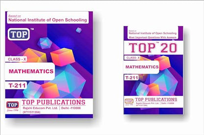 TOP NIOS Class 10 Mathematics 211 Guide + TOP 20 Most Important Question Answers (Mini Book) - Set of 2 Books