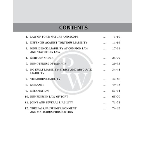 PW Judiciary Law of Torts | Complete Guide For Judicial Service Exam Prep | Case Laws, Legal Maxim, In-Depth Coverage of Key Concepts & Detailed Analysis For Aspiring Judges [Paperback] PW (PW )