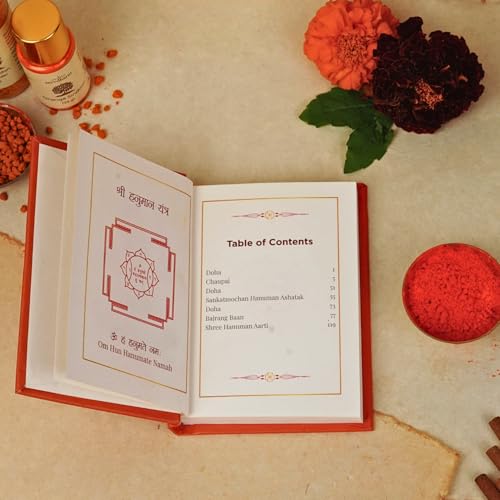 ServDharm Hanuman Chalisa Pocket Size Hardbound Book in Gift Case (Hindi and English Script) with Hanuman Aarti, Sankat Mochan Hanuman Ashtak and Bajrang Baan I 132 pages