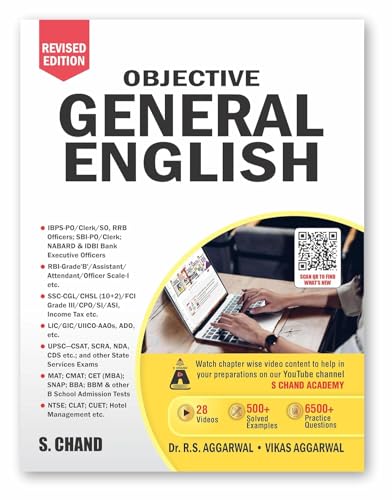 Objective General English (Revised Edition) by Dr. R.S. Aggarwal & Vikas Aggarwal | English Grammar, Vocabulary, Comprehension & Practice Book | IBPS, ... CUET, CLAT & Competitive Exams | S. Chand