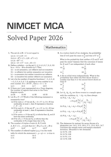 Arihant MCA Entrance Exam 2027 | 15 Years Solved Papers (2026–2011) for NIMCET, IIT JAM, JNU,Pune University, BHU, KIIT JEE & Other Regional Entrances | Previous Year Questions with Detailed Solutions