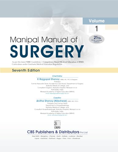 Manipal Manual Of Surgery 7Ed 2 Vol Set (Pb 2025) (Cbme Edition)