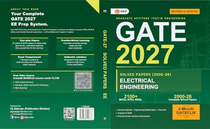 GATE EE 2027 : Electrical Engineering Year-wise Solved Papers 2000–2026 | 27 Years' Previous Year Papers & Answer Key | 2100+ MCQs, NTQs & MSQs | GATE EE PYQ Exam Prep