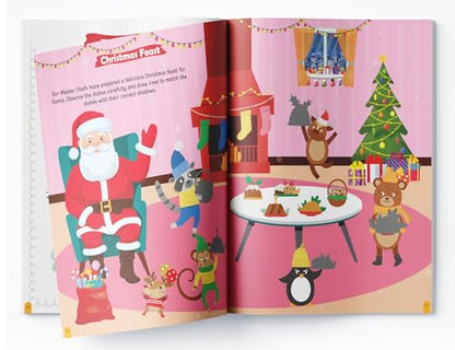 Festive Fun | Christmas Activity Book With Stickers Games, Coloring, Puzzles & 100+ Stickers | Ages 4–8 | Celebrate The Holidays With Joy & Learning
