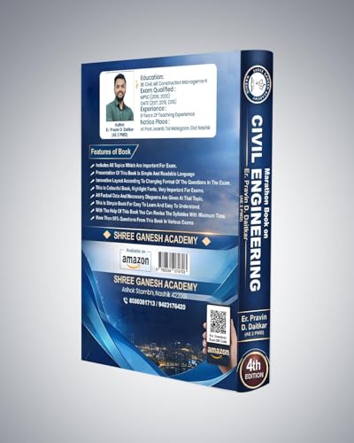 MARATHON BOOK ON CIVIL Engineering - 4th/Ed. - For MPSC | PWD | BMC | SSC | WRD | WCD | TPA | RRB | CIDCO | MIDC | - And All Civil Engineering Exams - Updated 4th Ed. For 2026-27 Exams