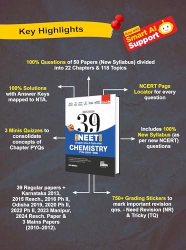 Disha Errorless 39 Years NTA NEET (UG) Chapter-wise & Topic-wise Chemistry NEET PYQ Book (2026 - 1988) 21st Edn | NEET Previous Year Solved Papers for 2027 Exam with 2026 Cancelled & Retest Paper