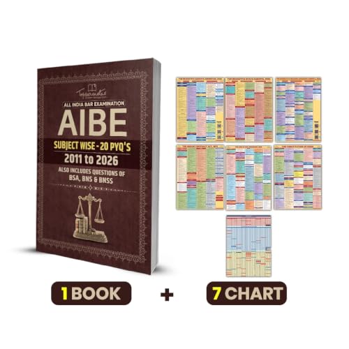 Toppersnotes All India Bar Examination (AIBE) Subject Wise PYQ's Study Material, Set of 1 Book + 7 Charts, English, Latest Edition