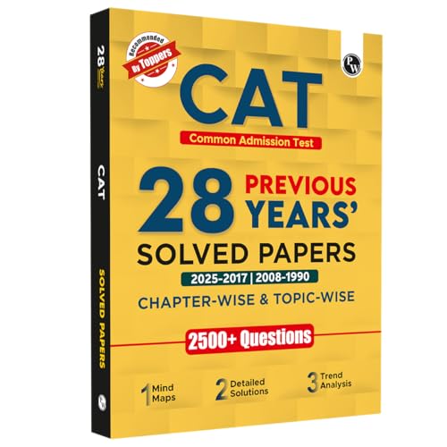PW CAT 28 Years Chapterwise & Topicwise Previous Years Solved Papers PYQ Book For 2026 Exams | 2500+ Questions, Mind Maps, Detailed Solutions, Trend Analysis