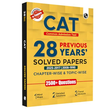 PW CAT 28 Years Chapterwise & Topicwise Previous Years Solved Papers PYQ Book For 2026 Exams | 2500+ Questions, Mind Maps, Detailed Solutions, Trend Analysis