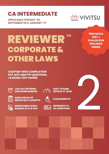 VIVITSU's CA Intermediate Corporate & Other Laws Reviewer | Chapter-Wise RTP, MTP & PYP Questions with 8 Model Test Papers | CA Inter Law Question ... Applicable for May 2026, Sept 2026 & Jan 2027