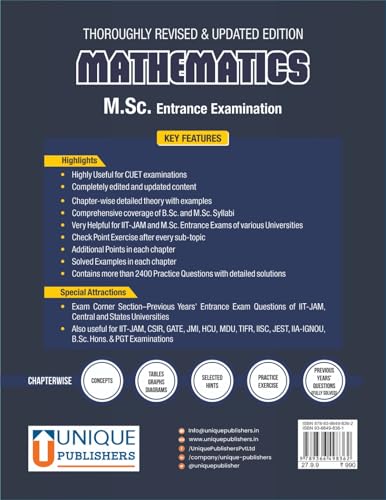 M.Sc. Entrance Examination – Mathematics | Complete Resource Manual by Dr. Gitanjali | Updated Edition | For CUET, IIT-JAM, CSIR, GATE, JMI, HCU, MDU, TIFR, IISc, JEST, IIA-IGNOU, PGT, B.Sc. Hons & University Exams