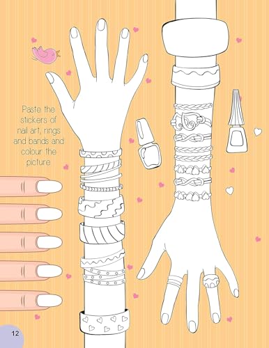 Nail Art and Hair Style Colouring and Sticker Activity Book for Kids Age 3 -6 years- Create and Colour Your Own Nail Art with 100+ Glitter Stickers