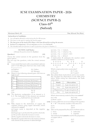 Oswaal Class 10 ICSE Question Bank Chemistry (2017-2026) | For 2027 Exam Chapter-wise & Topic-wise with Competency Based Questions | Includes 2026 Paper - fully solved | Self-Assessment Papers