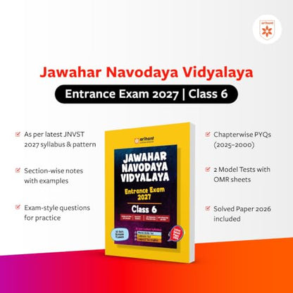Arihant Jawahar Navodaya Vidyalaya Entrance Exam 2027 Class 6 | Study Guide as per Latest Syllabus | Section-wise Notes, PYQs 2000–2025, Model Tests with OMR & Solved Paper 2026 | English Medium