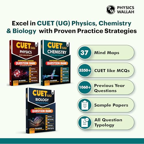 PW CUET UG Entrance Exam Books 2026 – Physics Chemistry Biology (PCB) Combo Set of 3 | Chapterwise & Topicwise MCQs Question Bank | CUET UG PYQ (2025–2022) | Mock Tests | Latest NTA Pattern