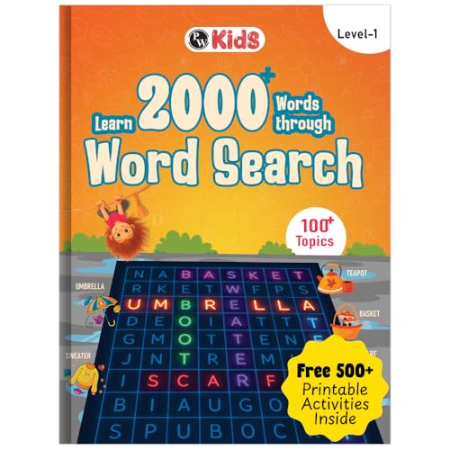 2000+ Word Search Activity Book for Kids, 100+ Fun Topics with 500+ Free Printable Worksheets & Parenting Tips, 6-12 Years (2000+ Word Search Book)