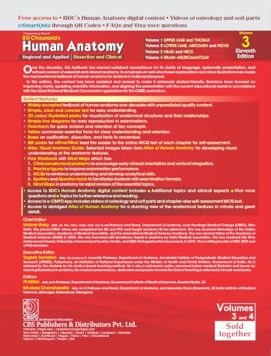 B D Chaurasia's Human Anatomy, Vols. 3 & 4 Set, 11th Edition | Regional and Applied Dissection and Clinical Anatomy: Head and Neck (Vol. 3) & Brain ... 4) with Free Workbook and Mind Maps (PB 2027)