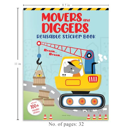 Movers and Diggers Reusable Sticker Book For Children