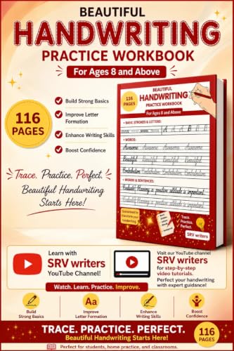 Beautiful Handwriting Practice Workbook: Trace and Practice Handwriting for Ages 8 and Above
