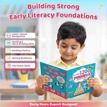 My First 1200 Phonics Activity Book For Kids | Learn Word Families, Short & Long Vowels, Alphabet & Special Sounds, Blending, Word Formatting & Sight Words | Montessori Activity Book For Kids