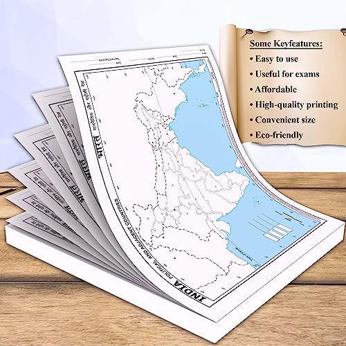 SMALL - 100 INDIA POLITICAL OUTLINE MAP FOR SCHOOL | 100 Tear-Out Sheets for Mapping and Charting Practice