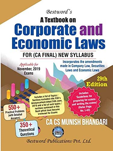 Bestword A Textbook on Corporate And Economic Laws New Syllabus for CA Final, 29/E book cover