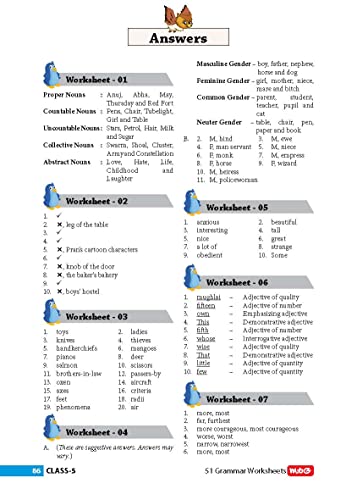 MTG 51 English Grammar Worksheets Class 5 – Grammar Work books to practice English concepts in interactive way (Based on CBSE/NCERT)