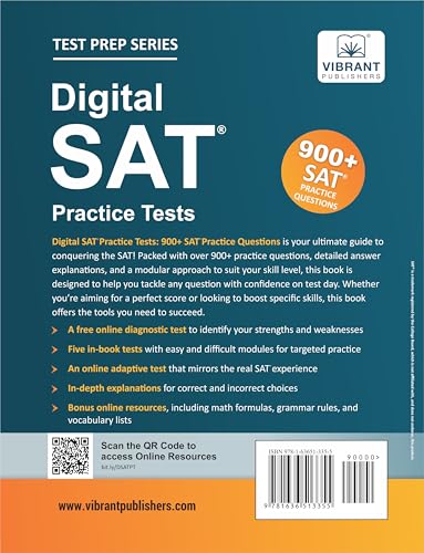Digital SAT Practice Tests: 900+ SAT Practice Questions | 5 Full-Length Tests with Detailed Explanations, Adaptive Online Tests & Free Scoring Tool for 2026 Exam