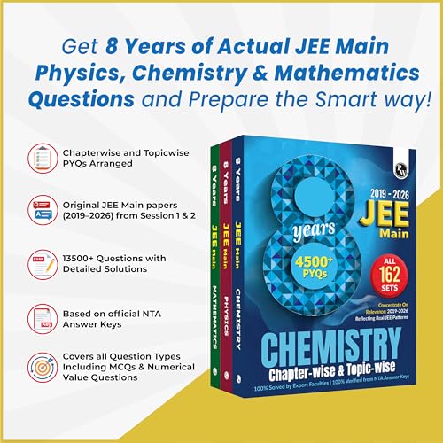 PW JEE Main 8 Years (2019-2026) PYQs Physics, Chemistry, Maths Combo Set of 3 Books | All 162 Sets Previous Years Solved Papers For JEE Main 2027 Exams | Concentrate on Relevance