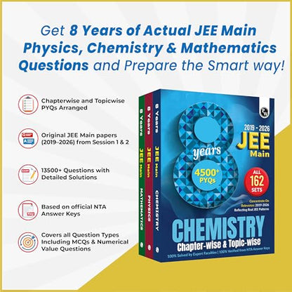 PW JEE Main 8 Years (2019-2026) PYQs Physics, Chemistry, Maths Combo Set of 3 Books | All 162 Sets Previous Years Solved Papers For JEE Main 2027 Exams | Concentrate on Relevance