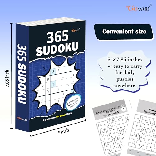 365 Sudoku :- Brain Training Sudoku Puzzle Book, Sudoku puzzle book, Brain Booster sudoku book, 365 sudoku puzzles book, Classic Sudoku Puzzle Book, Travel-sized sudoku puzzle book