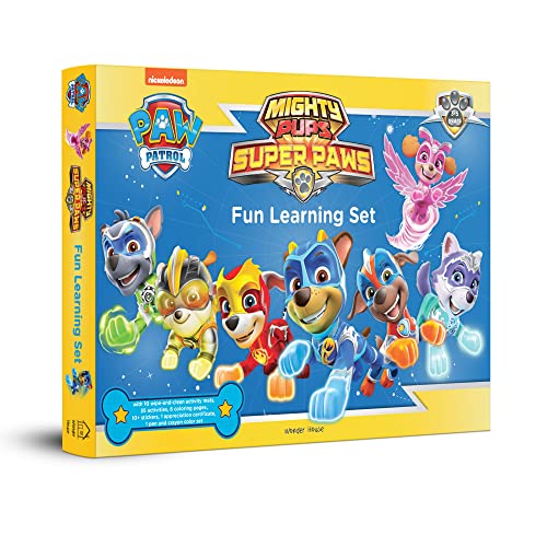 Nickelodeon Paw Patrol - Mighty Pups Super Paws : Fun Learning Set (With Wipe And Clean Mats, Colori book cover