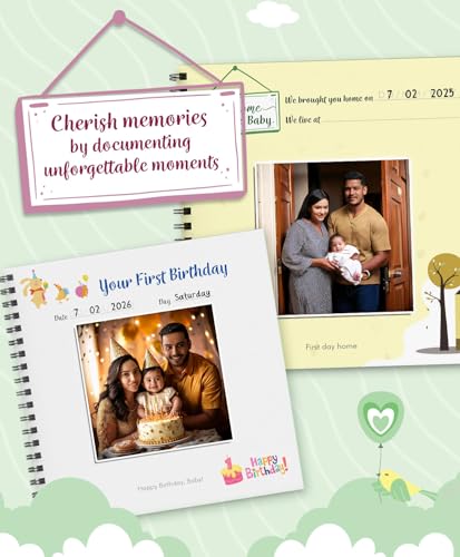 Baby Record Book - Premium Journal for Milestones & Memories with Photo Album for 0-5 Years Baby Girl/Boy | 56 Pages | Best Gift for Pregnancy, Baby Shower Party, New Born & New Parents