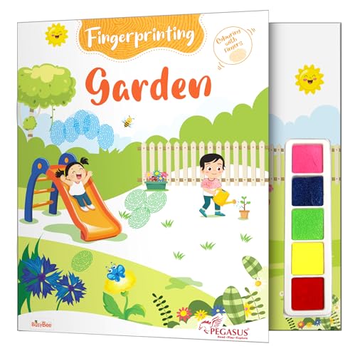 Fingerprint Coloring Book – Garden | Finger Painting Fun for Kids | Includes Colors | Spark Creativity & Imagination | Perfect Gift