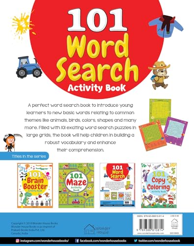 101 Word Search Activity Book - Large Grid Word Search Puzzles For Kids With Attractive Illustrations I Ages 3-6 I Vocabulary Building I Learn New Words I Motor Skills Improvement