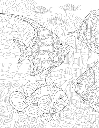Ocean Adult Colouring Book for Peace & Relaxation | Underwater Scenes, Sea Creatures, and Marine Magic for Mindful Creativity and Stress Relief