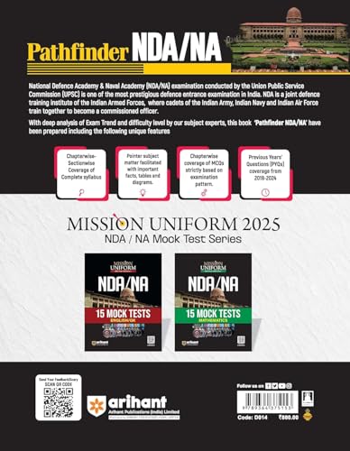 Arihant Pathfinder NDA/NA Entrance Exam Book 2026 | National Defence & Naval Academy | 8000+ MCQs, PYQs & Complete Study Notes | Latest Edition for NDA Written Exam Preparation | English Medium